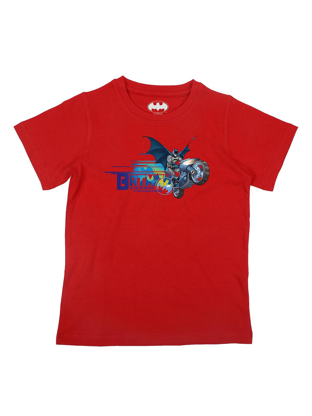 Batman Boys Red Graphic Printed High Neck Pure Cotton T-shirt