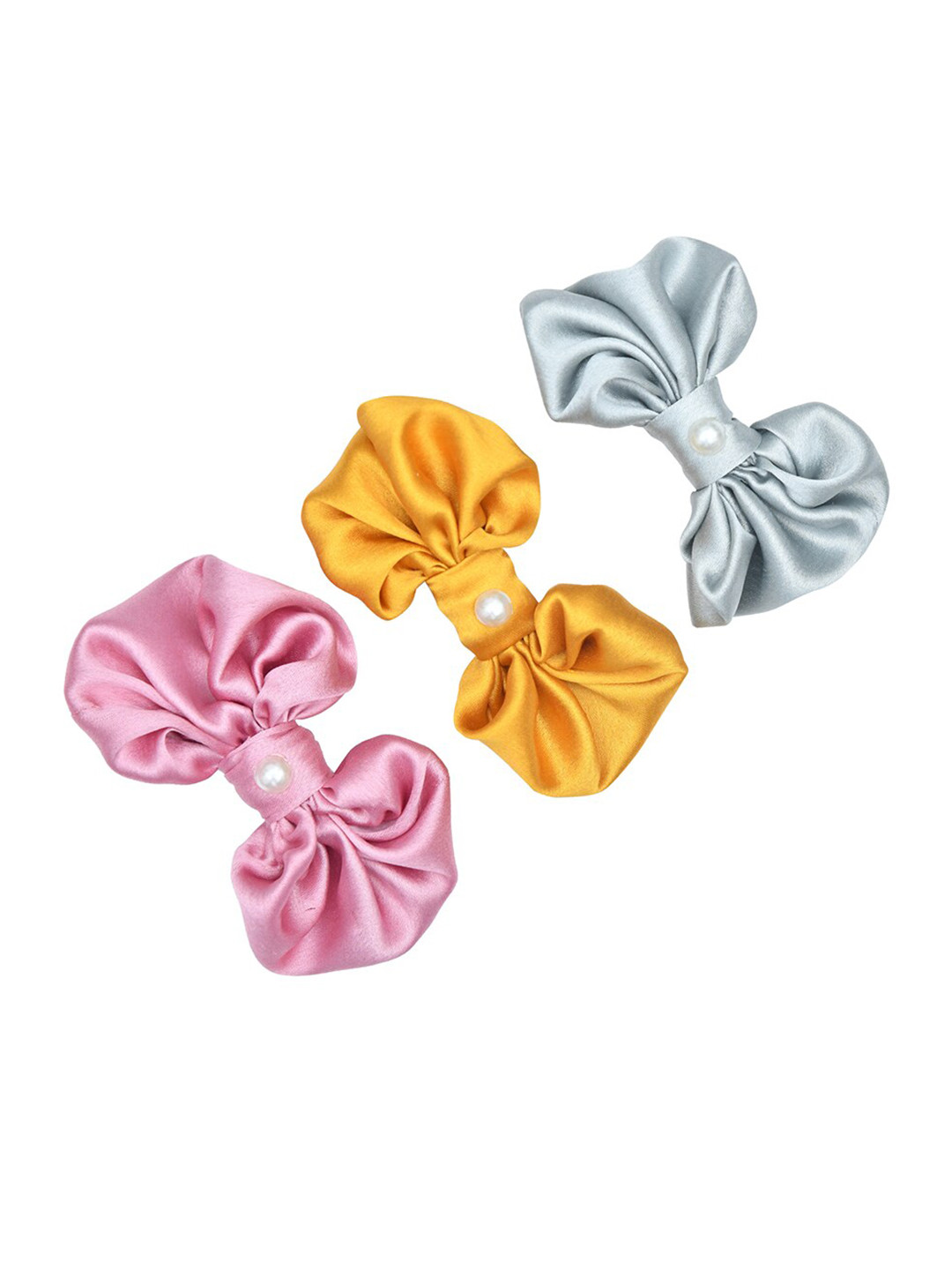 FUNKRAFTS Girls Set of 3 Beaded Alligator Hair Bow Clips