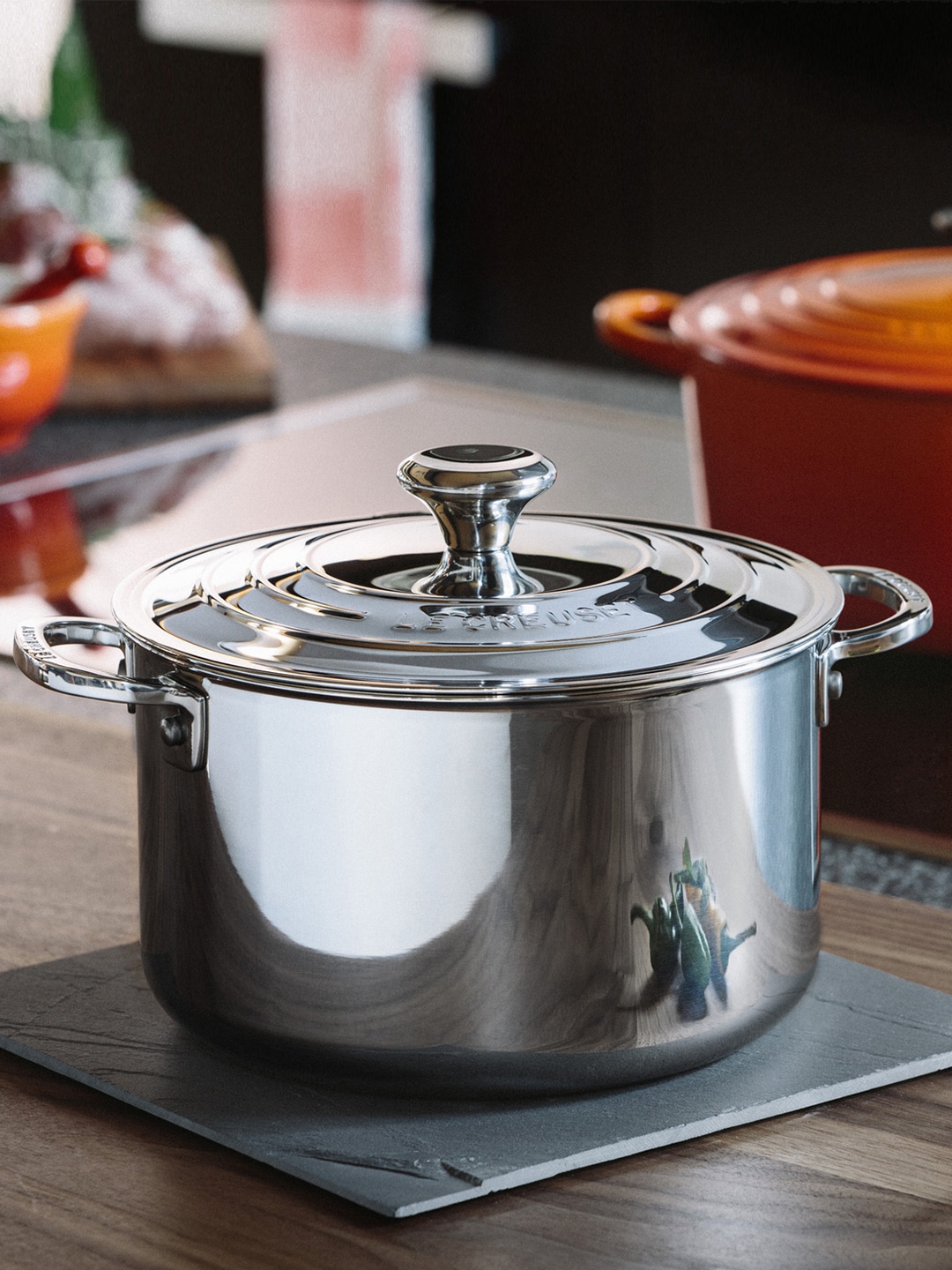 LE CREUSET Silver-Toned Solid SS EU Stockpot With Lid