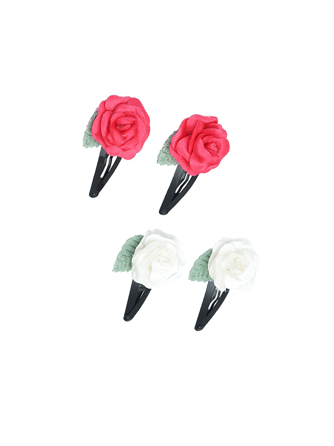 FUNKRAFTS Girls Set of 4 Multi Flower Tic Tac Hair Clip