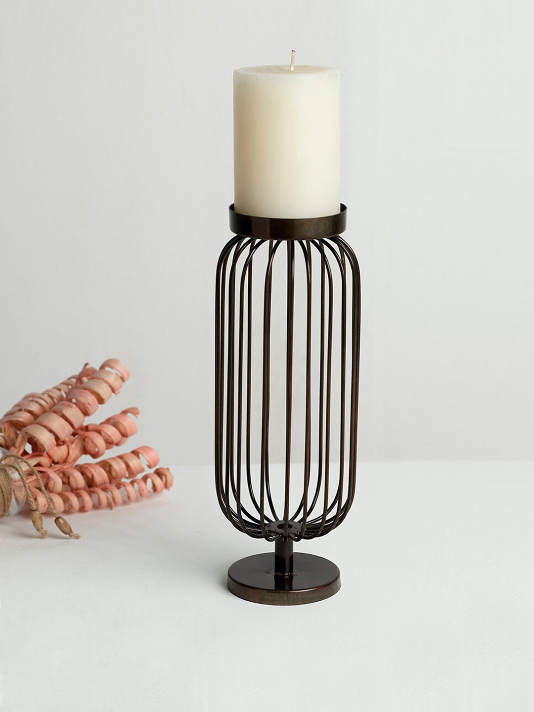 BLANC9 Copper-Toned Solid Cylindrical Candle Holder