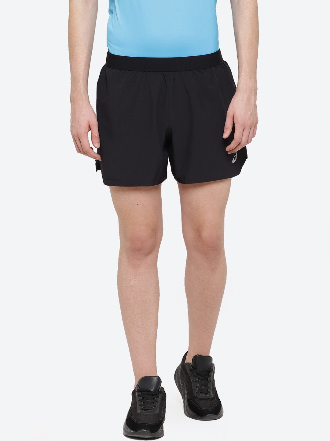 ASICS Road 5In   Men Black Mid-Rise Sports Running Shorts