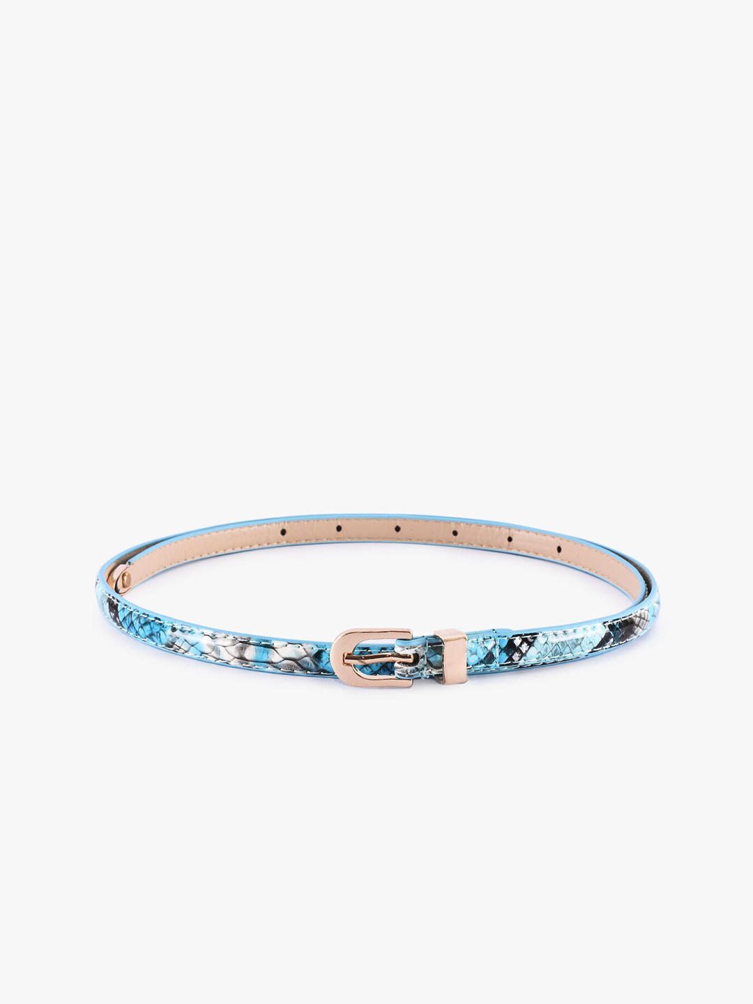 BuckleUp Women Turquoise Blue Printed Belt