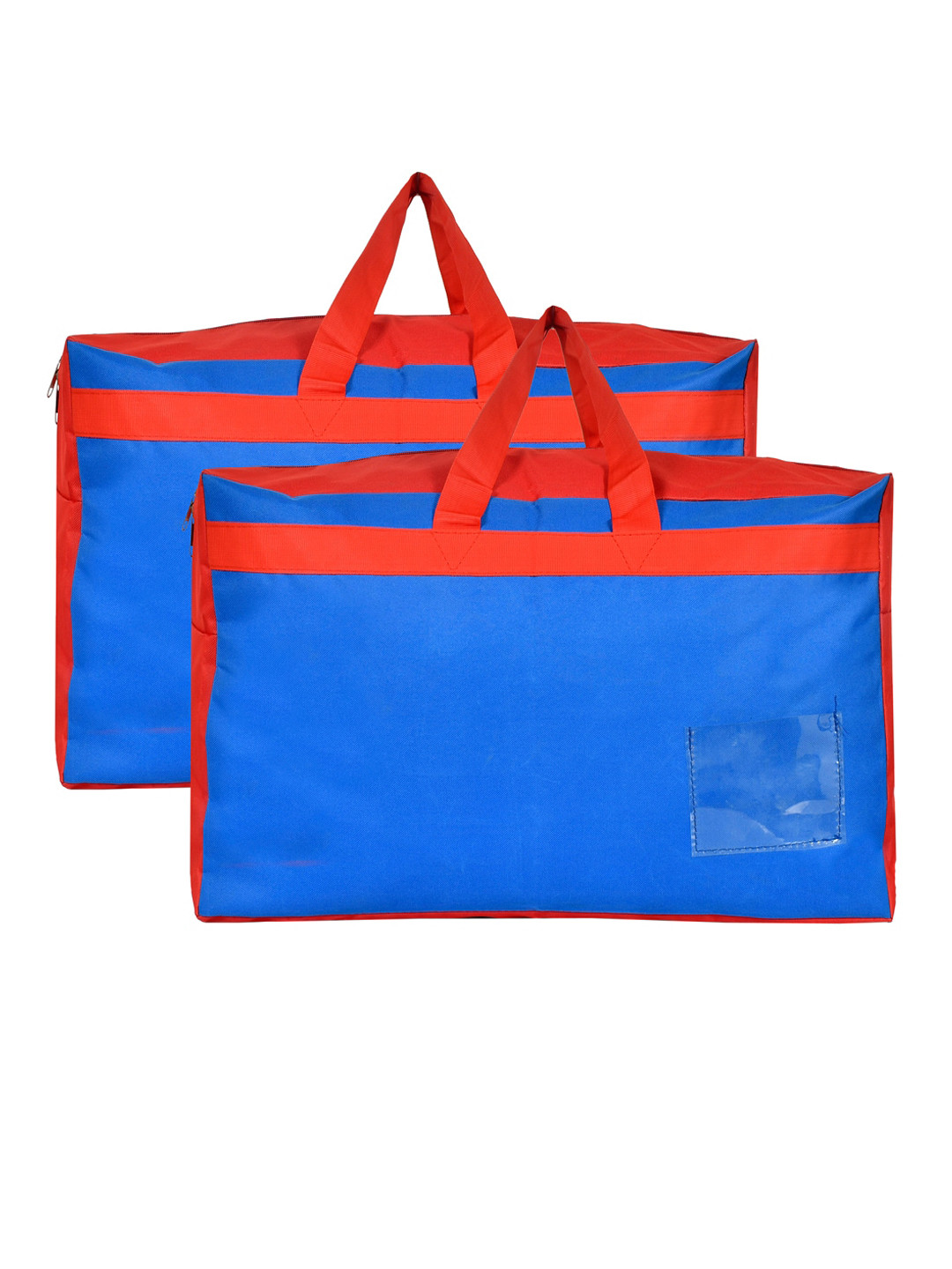 Kuber Industries Set Of 2 Red & Blue Solid Water Resistant Storage Handbag Organizers