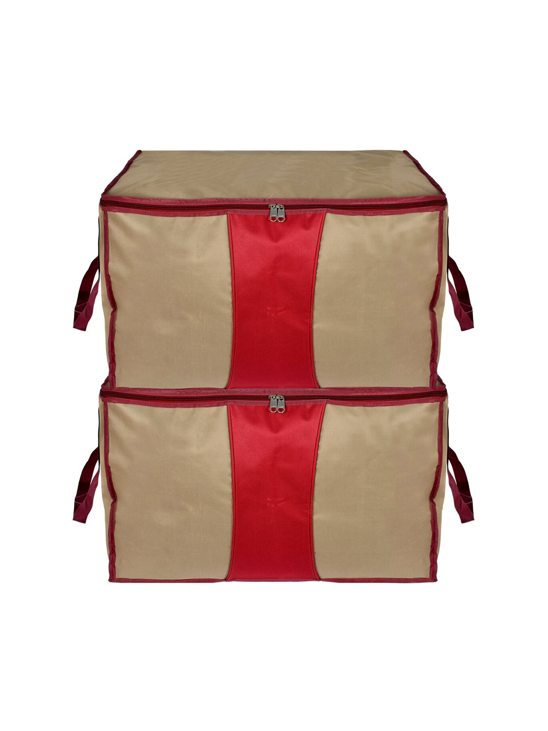 Kuber Industries Set Of 2 Grey & Maroon Solid Large Size Canvas Organisers