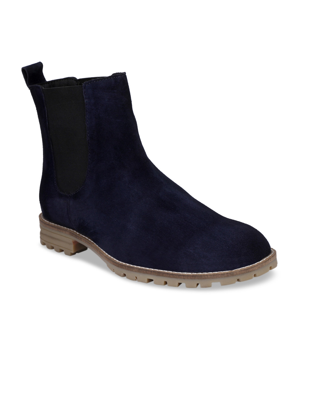 Hirels Men Blue Suede Chelsea Boots