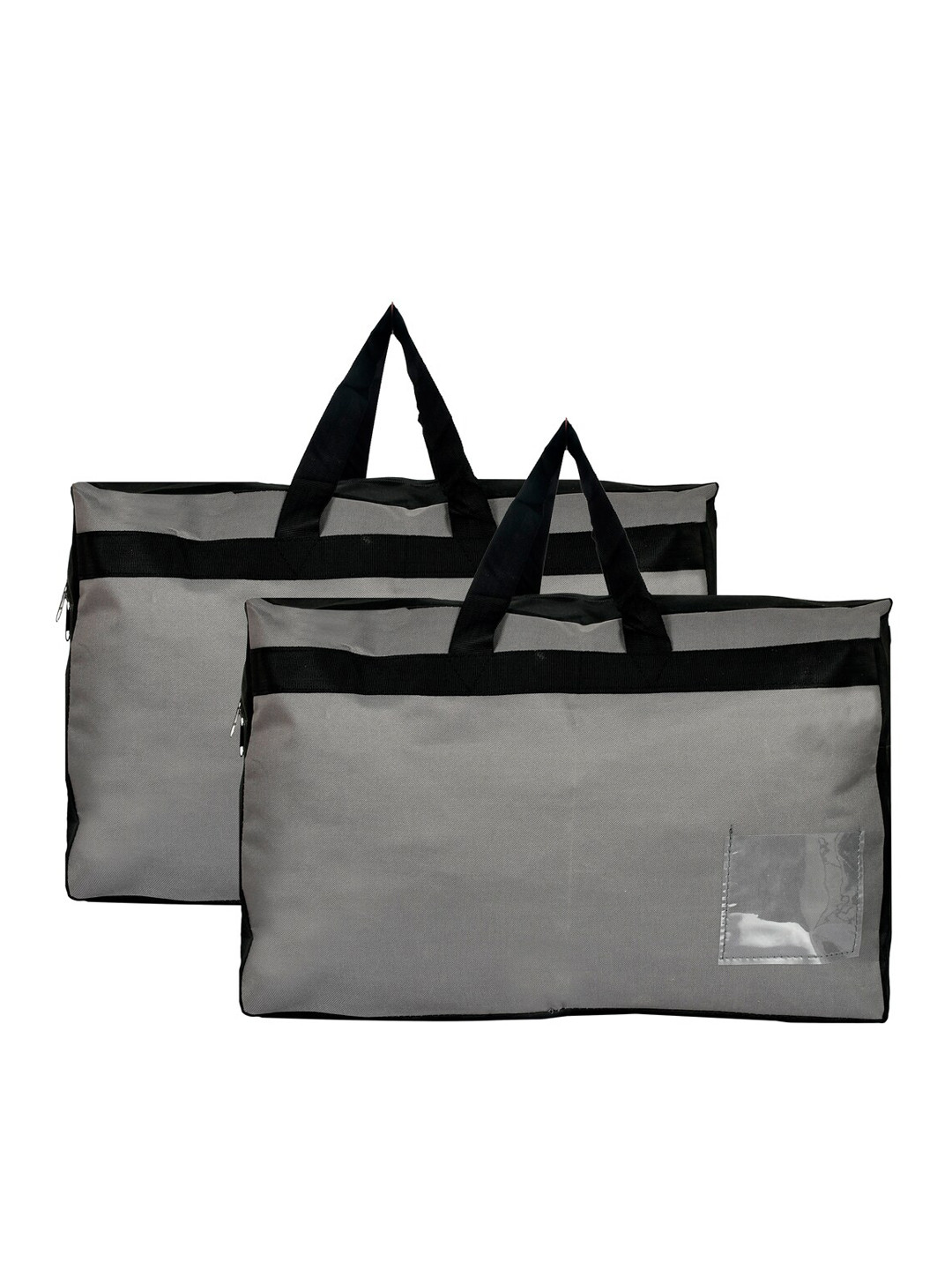 Kuber Industries Set Of 2 Grey & Black Solid Water Resistant Storage Bags