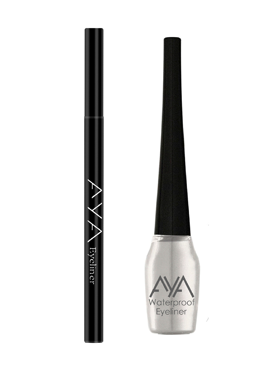 AYA Set of Silver & Black Waterproof Pen Eyeliner 2ml
