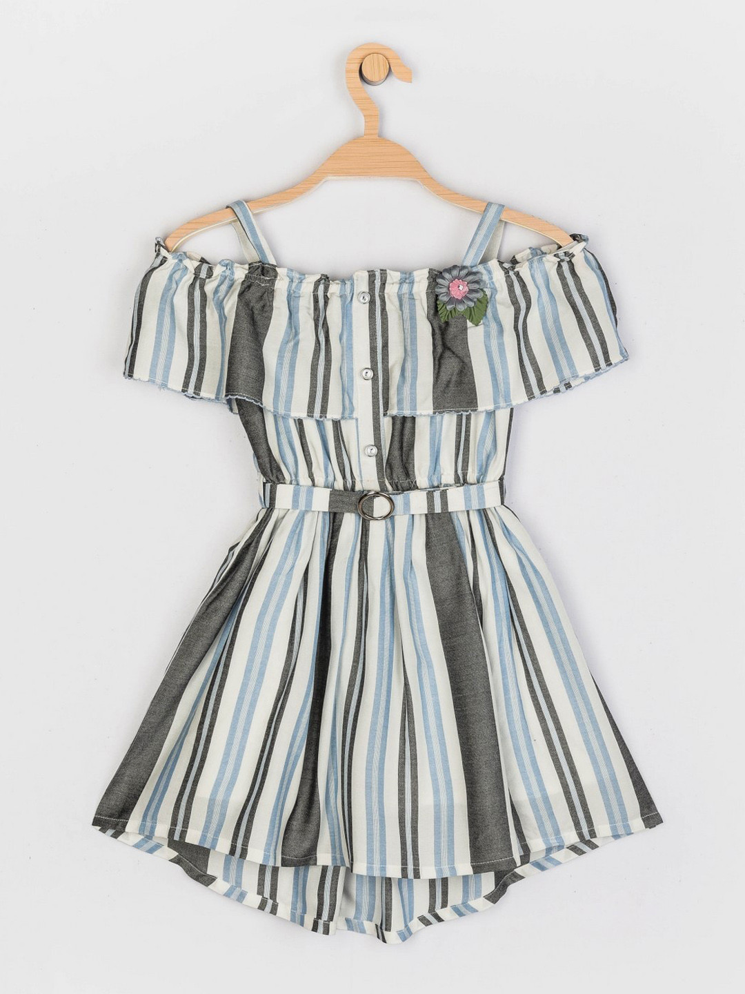 Peppermint Blue & Grey Striped Dress