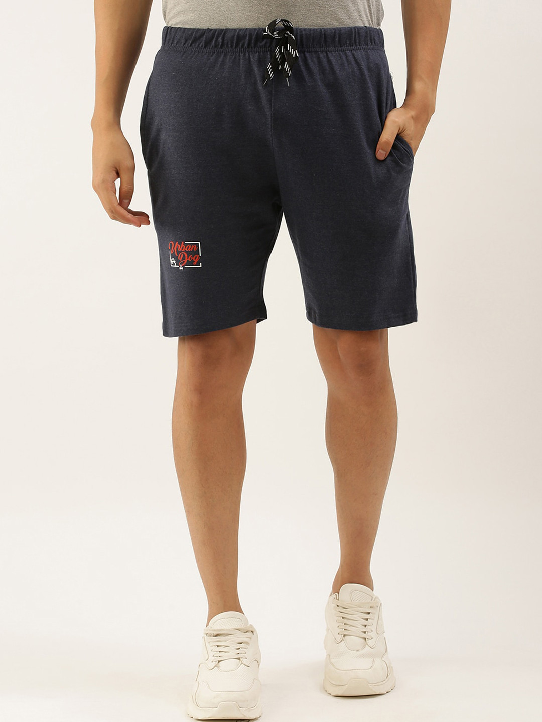 Urban Dog Men Grey Melange Mid-Rise Regular Shorts