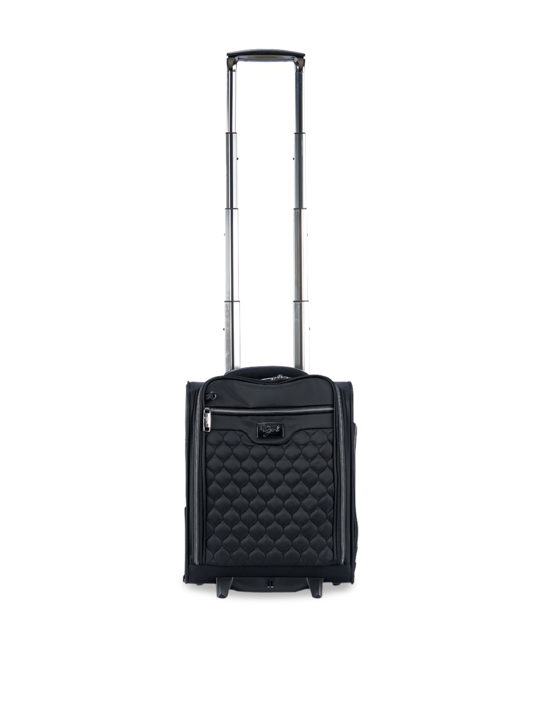 IT luggage Black Self Designed Soft Sided Cabin 25% Expandable 8 Wheel Trolley Suitcase