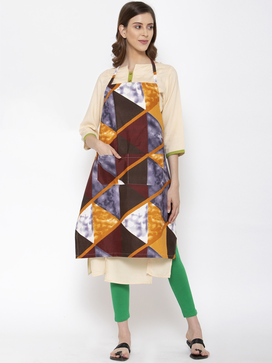KLOTTHE Grey & Maroon Printed 210 TC Apron