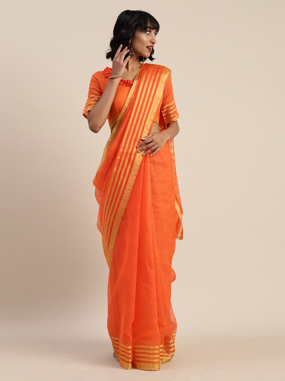 Florence Orange Silk Cotton Saree