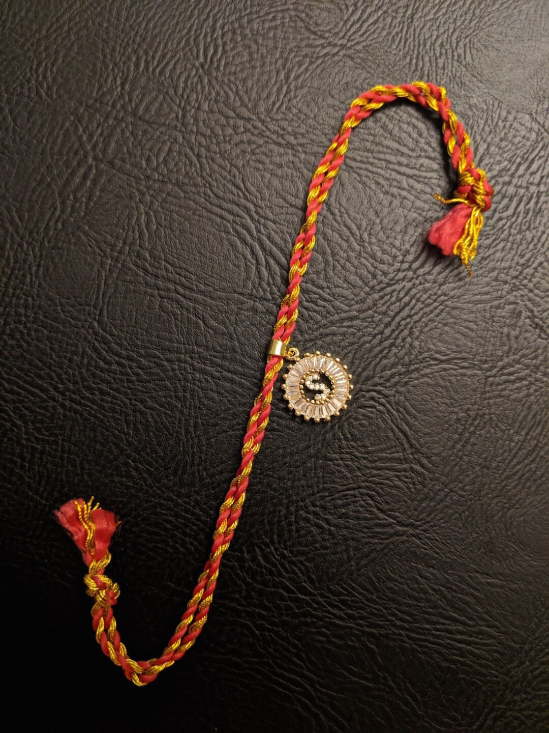 Digital Dress Room Men Gold Letter S Mauli Thread Rakhi