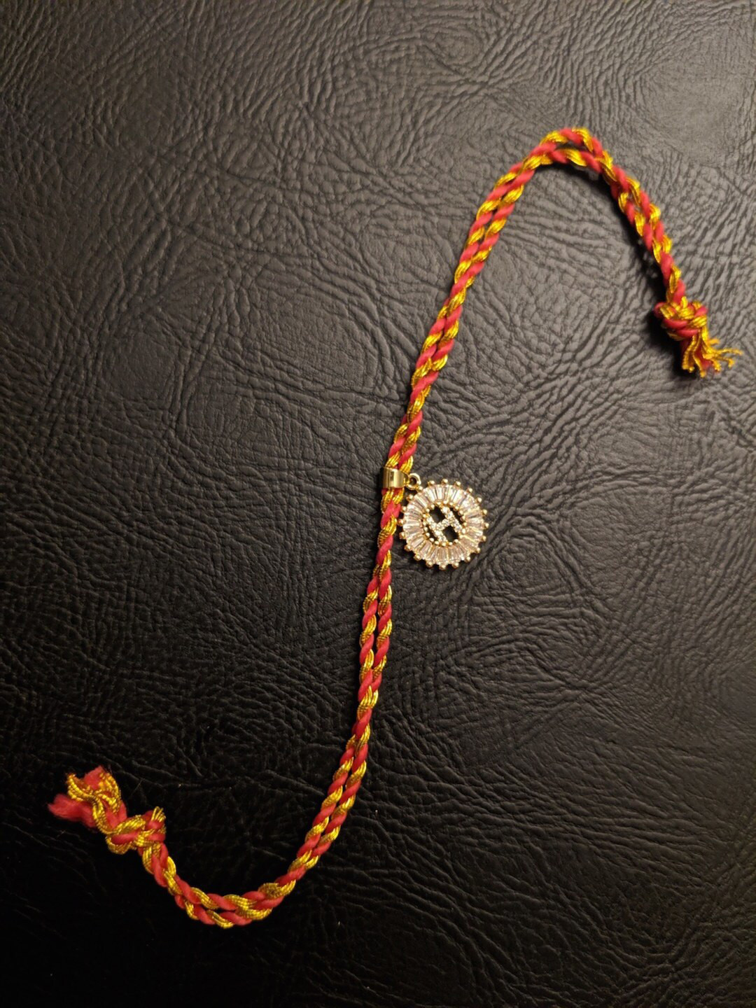 Digital Dress Room Gold-Plated Letter 'H' Customised AD Pendant Rakhi