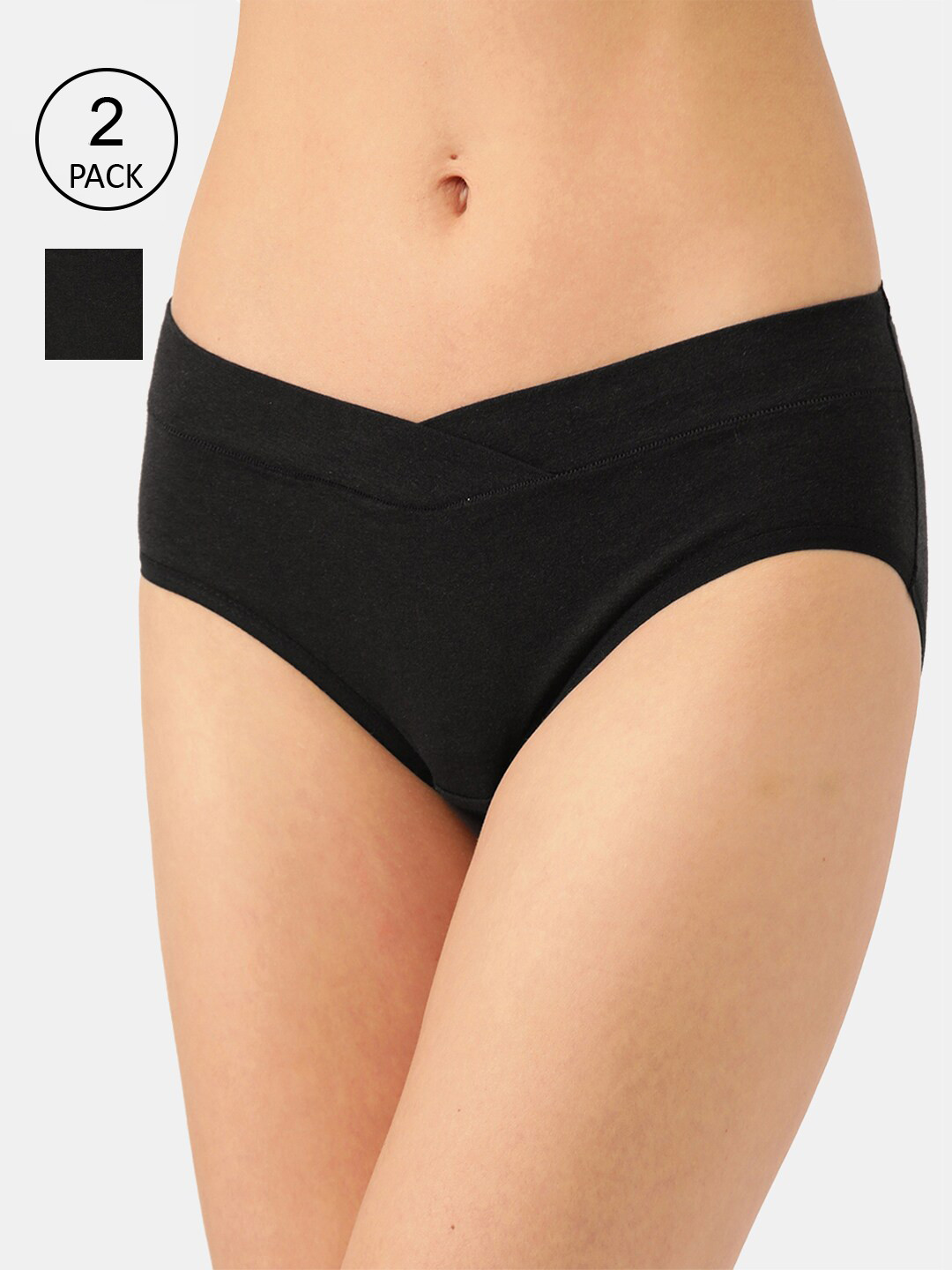 Inner Sense Women Pack Of 2 Black Comfort-Fit Anti-Microbial Materinity Briefs IMP102