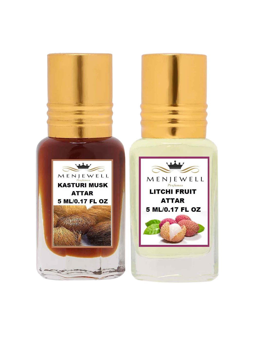 Menjewell Set Of 2 Kasturi Musk & Litchi Fruit Attar