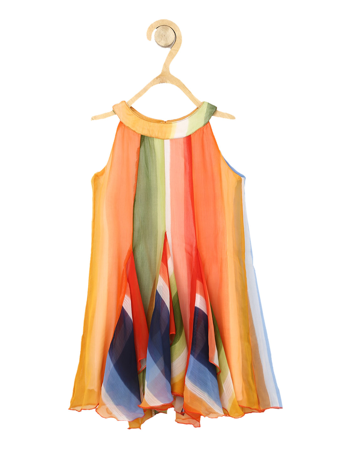StyleStone Girls Multi-Coloured Tie and Dye Dyed Chiffon A-Line Dress