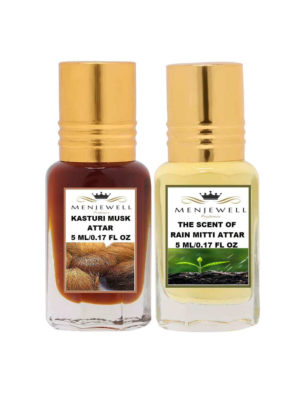 Menjewell Set of 2 Kasturi Musk & The Scent of Rain Mitti Attar 10 ml