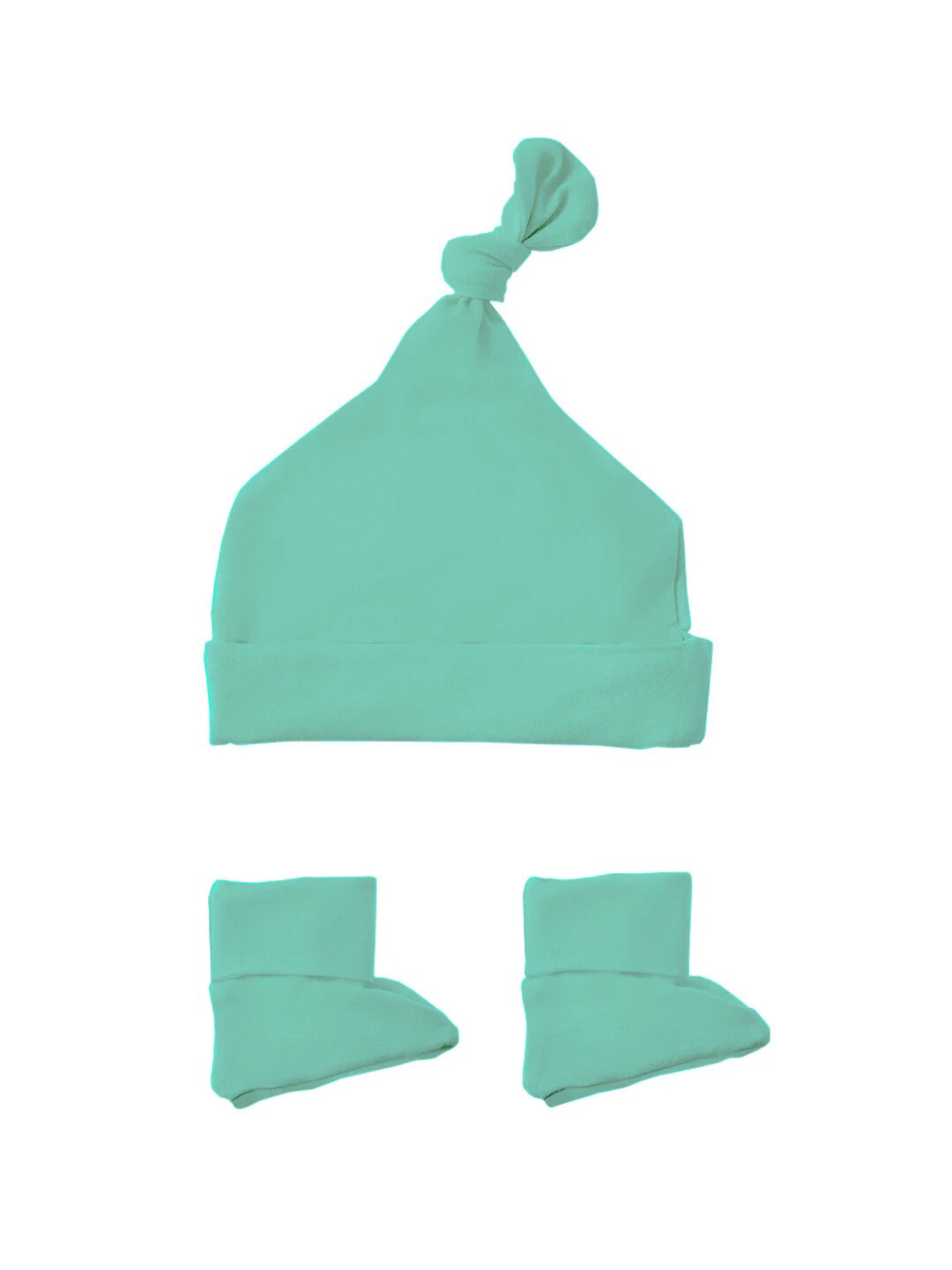 Softsens Infants Sea Green Solid Beanie & Booties
