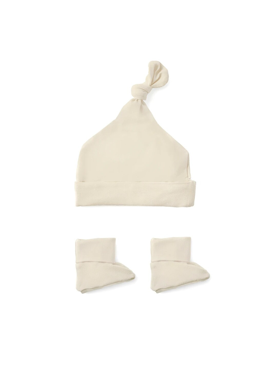 Softsens Infants Cream Solid Beanie & Booties