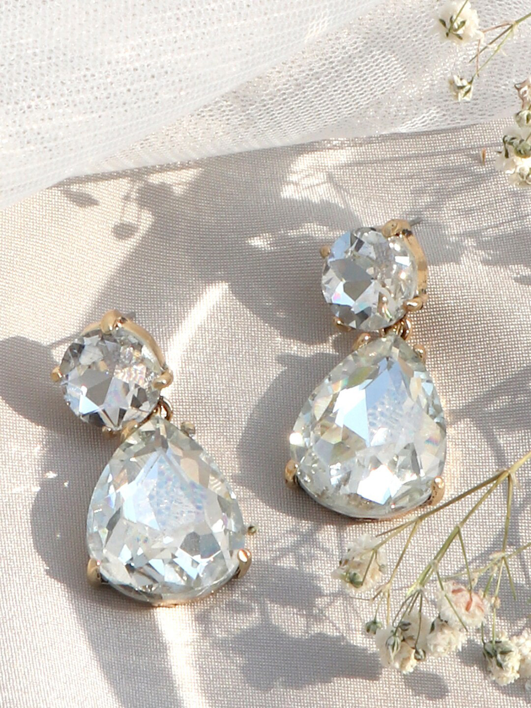 JOKER & WITCH White Teardrop Shaped Drop Earrings