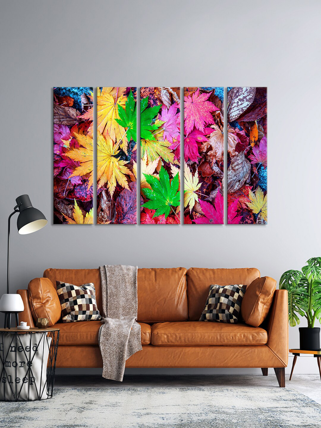 999Store 5 Piece Floral Printed Rectangle Portrait Paintings Wall Art- 29.92x10.23In