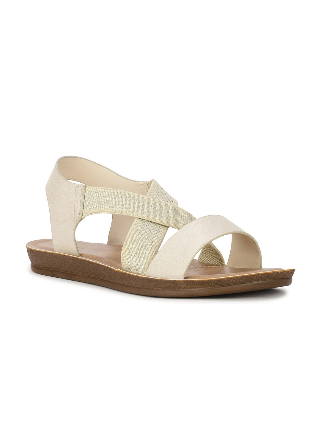 Bata Women Cream-Coloured Open Toe Flats