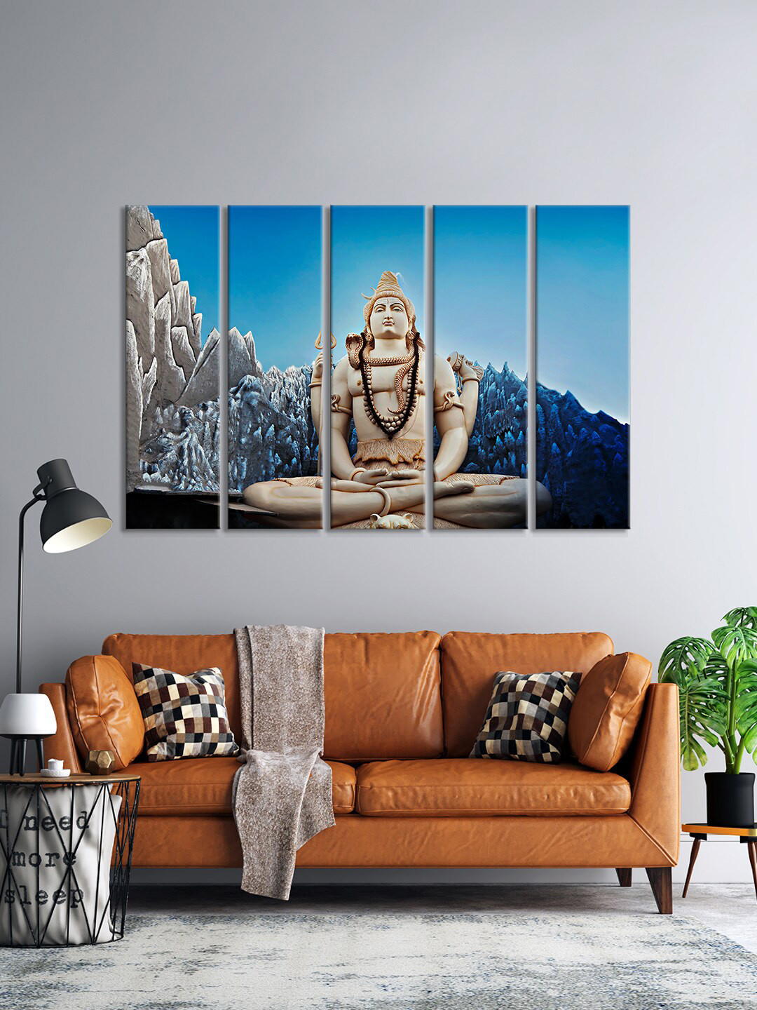999Store Lord Shiva Meditating MDF 5 Piece Rectangle Paintings Wall Art - 10.2 x 29.9In