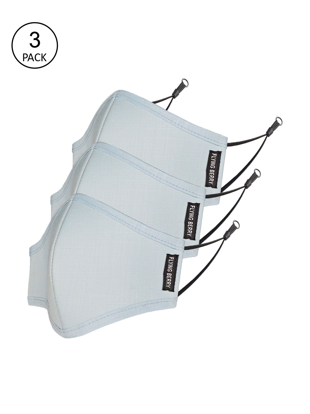 FLYING BERRY Adult Pack Of 3 Blue Cotton 3-Ply N95 Reusable Anti-Pollution Face Masks