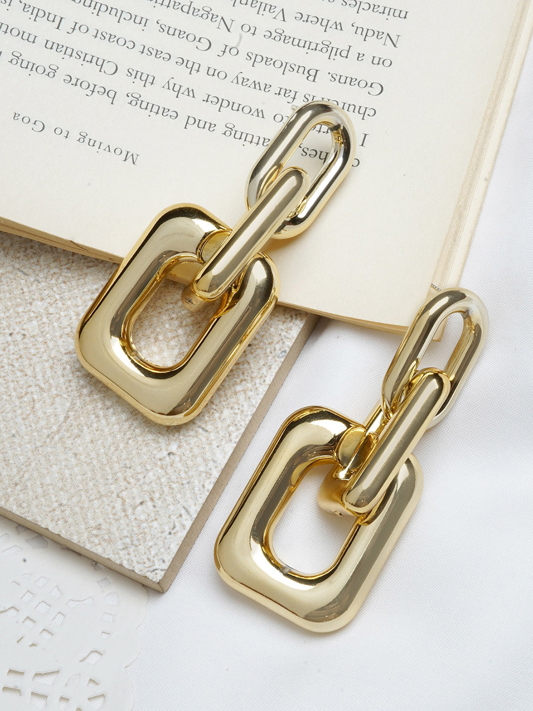 JOKER & WITCH Gold-Toned Contemporary Drop Earrings