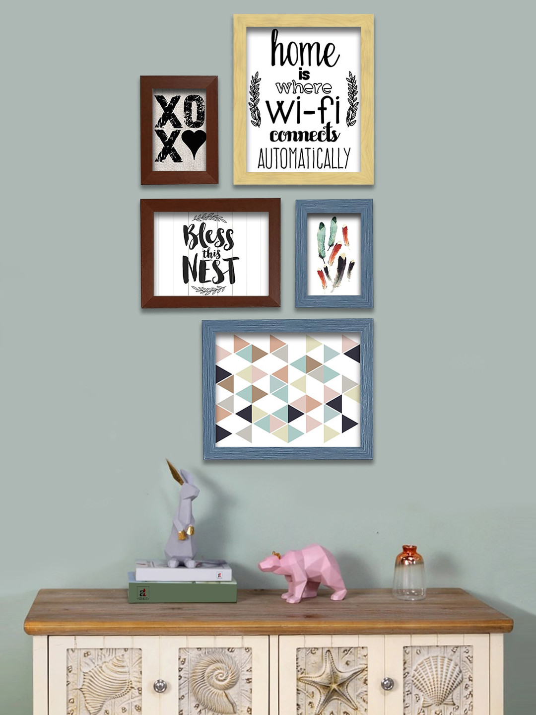 Art Street Set Of 5 Blue & White Wall Paintings