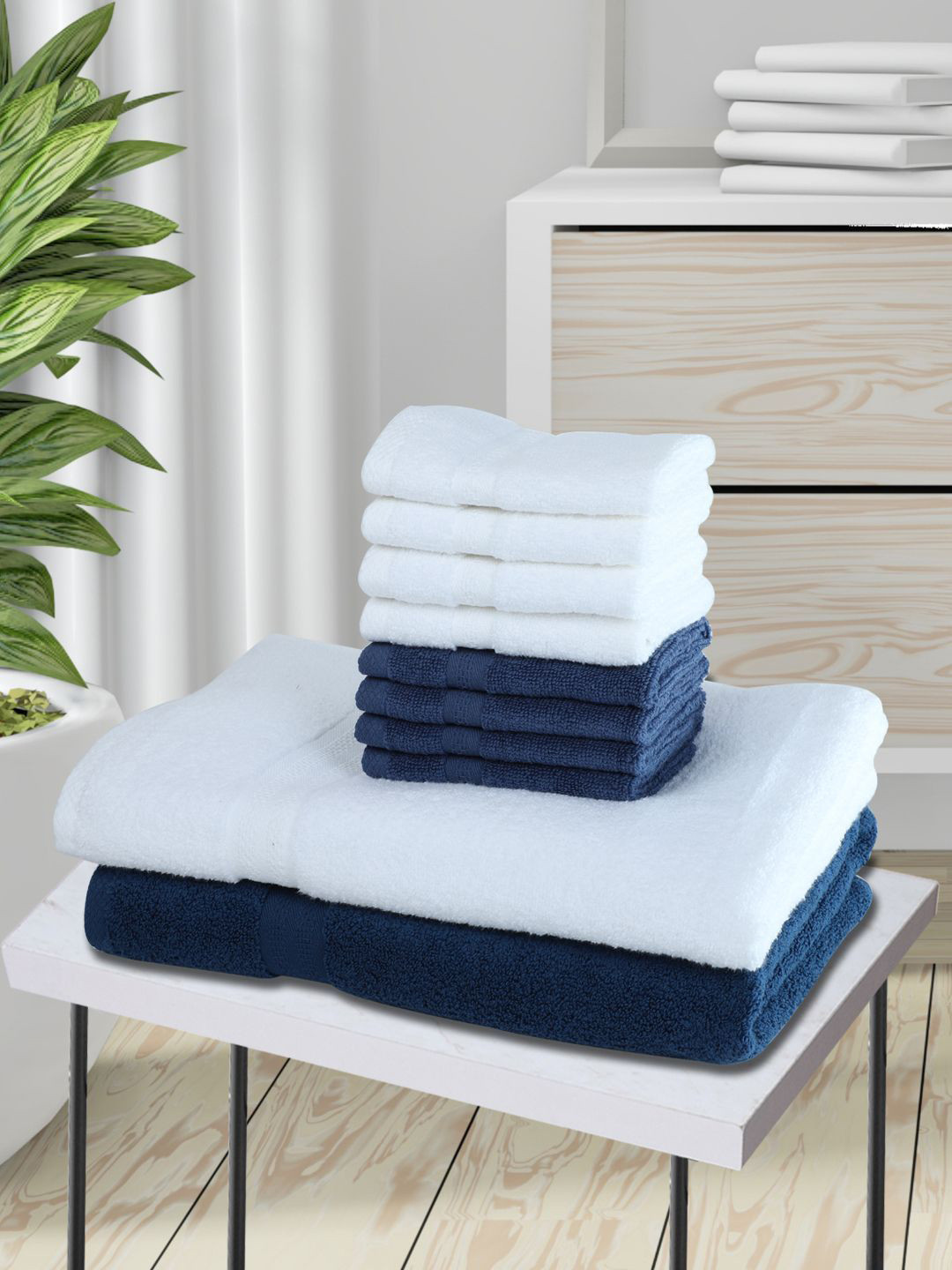 BIANCA Set Of 10 Solid Zero-Twist Pure Cotton 500 GSM Towel Set