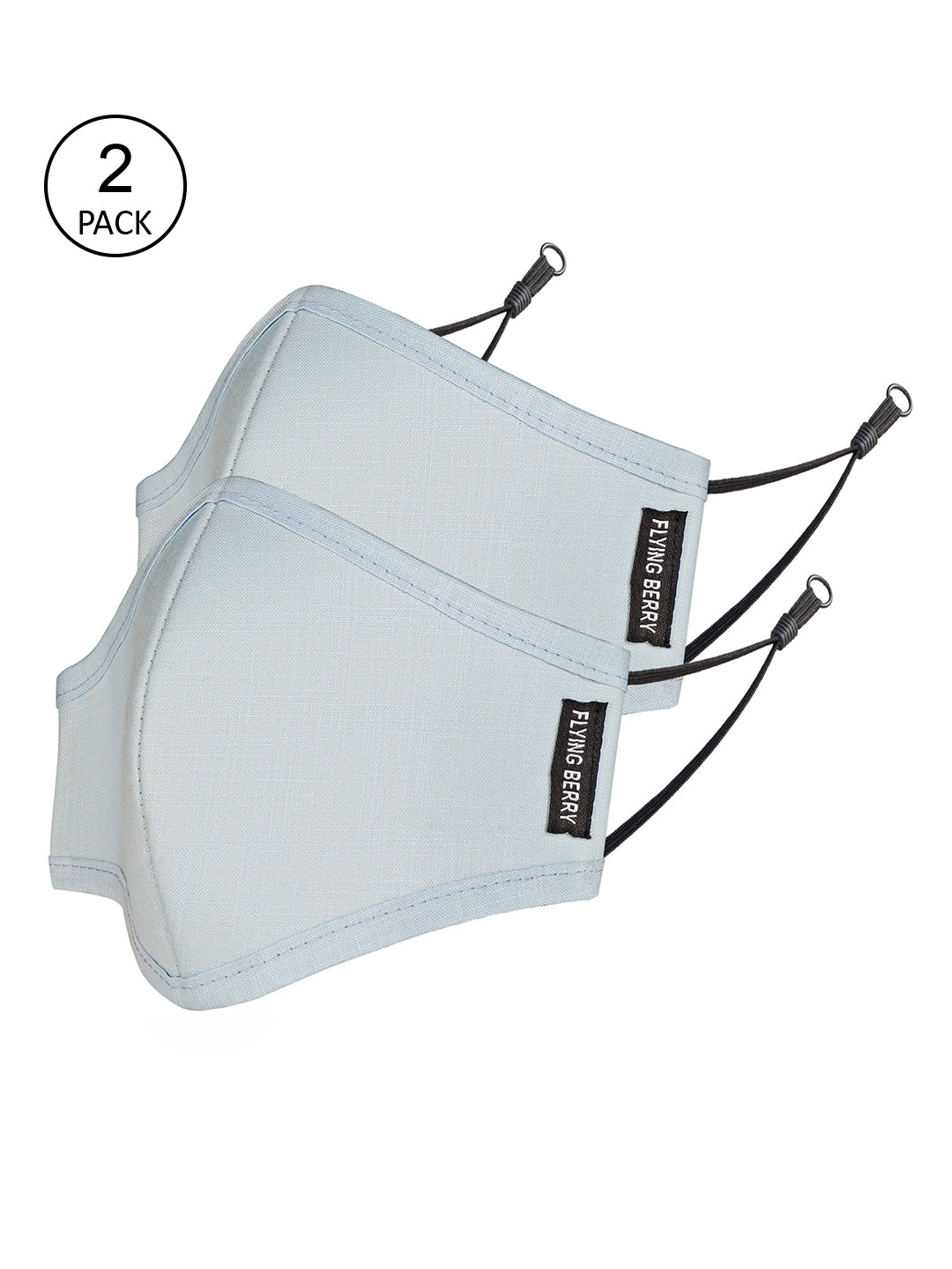 FLYING BERRY Unisex Blue Pack Of 2 Solid 3-Ply Reusable Anti Pollution Linen N95 Masks