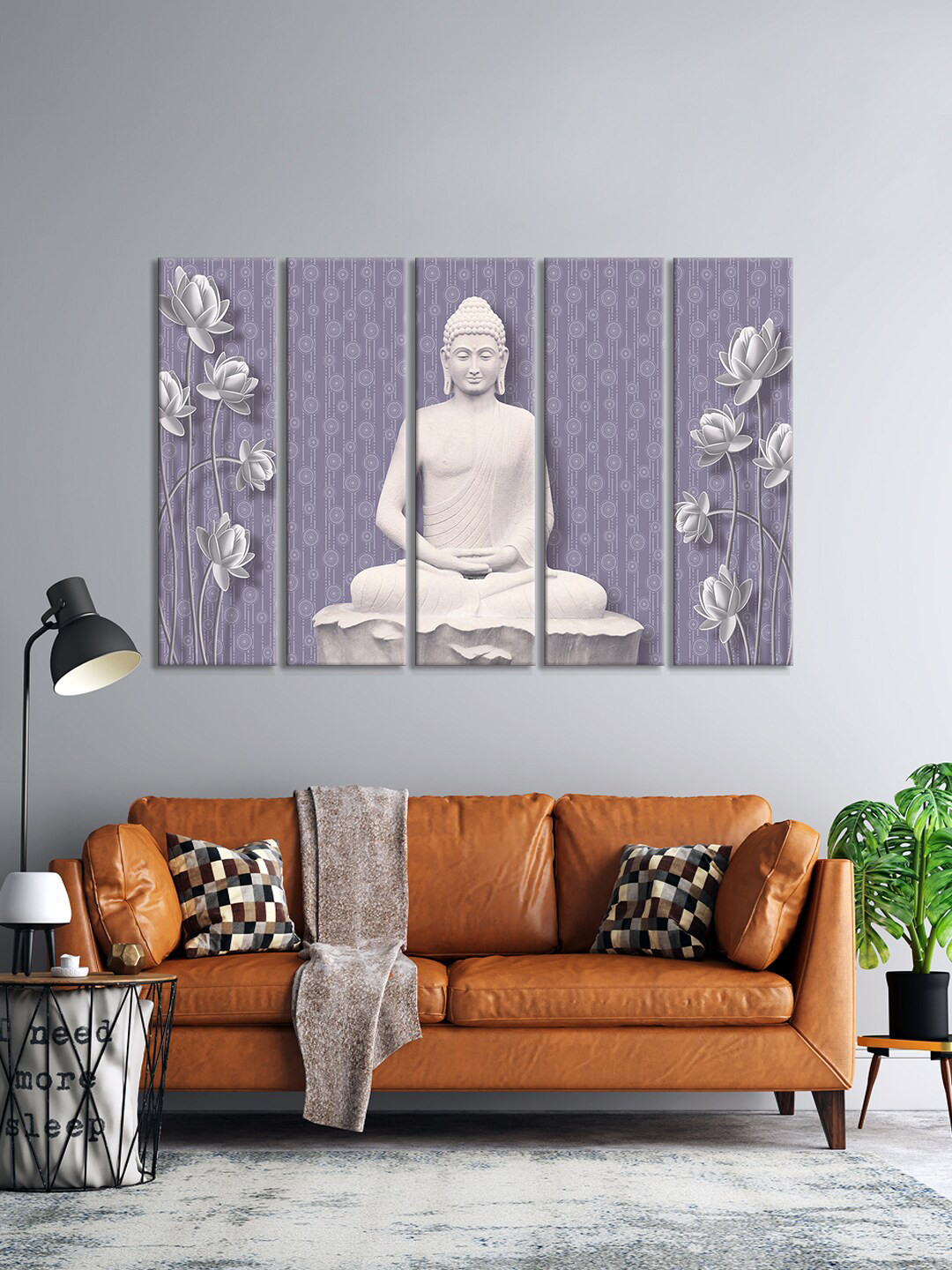 999Store Medicine Buddha MDF 5 Piece Wall Rectangle Paintings Wall Art - 10 x 30In