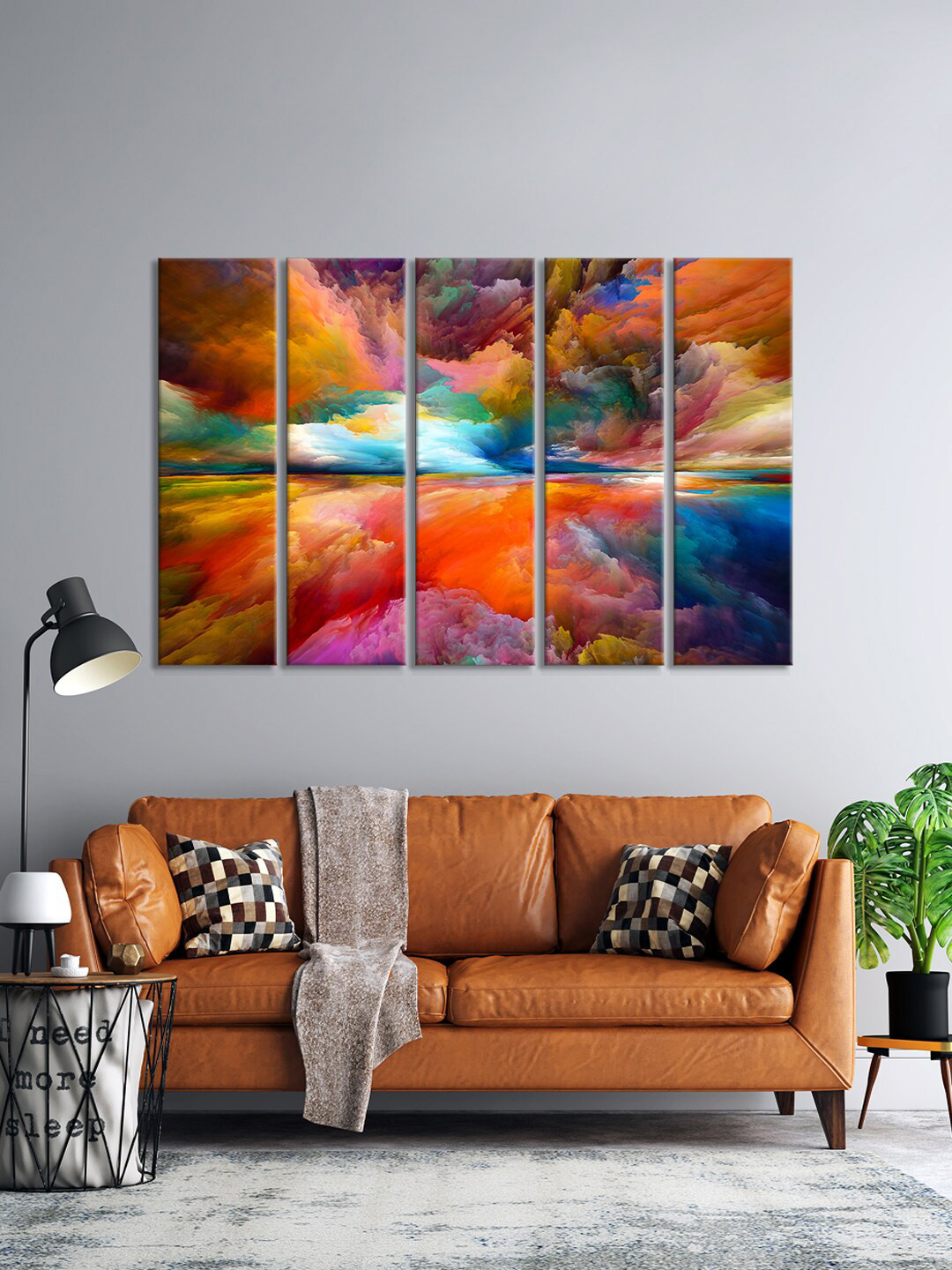 999Store Set Of 5 Red & Blue Abstract Sky Wall Art Frames