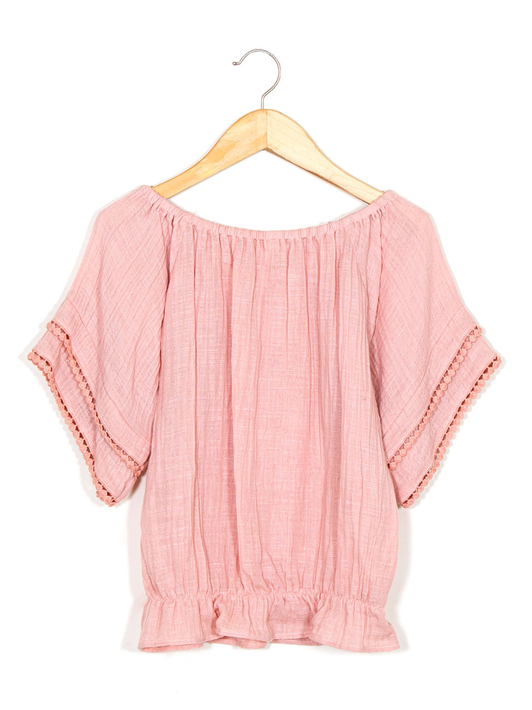 SCOUP Girls Pink Solid Blouson Top