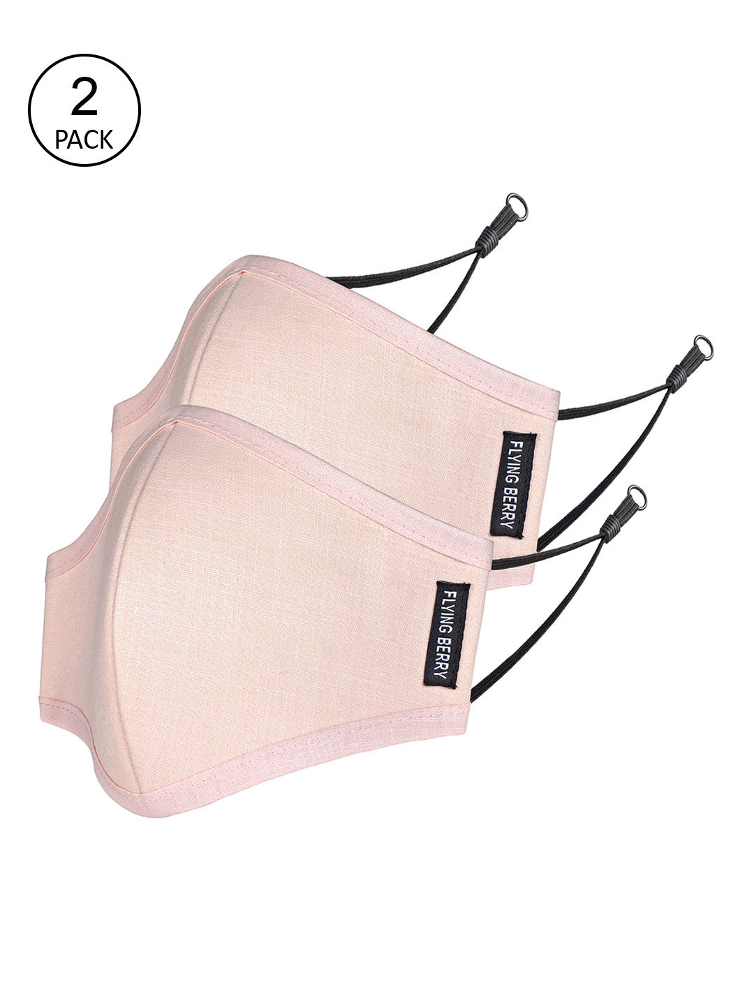 FLYING BERRY Adults Pink Pack Of 2 Solid 3-Ply Reusable Anti Pollution Linen N95 Masks