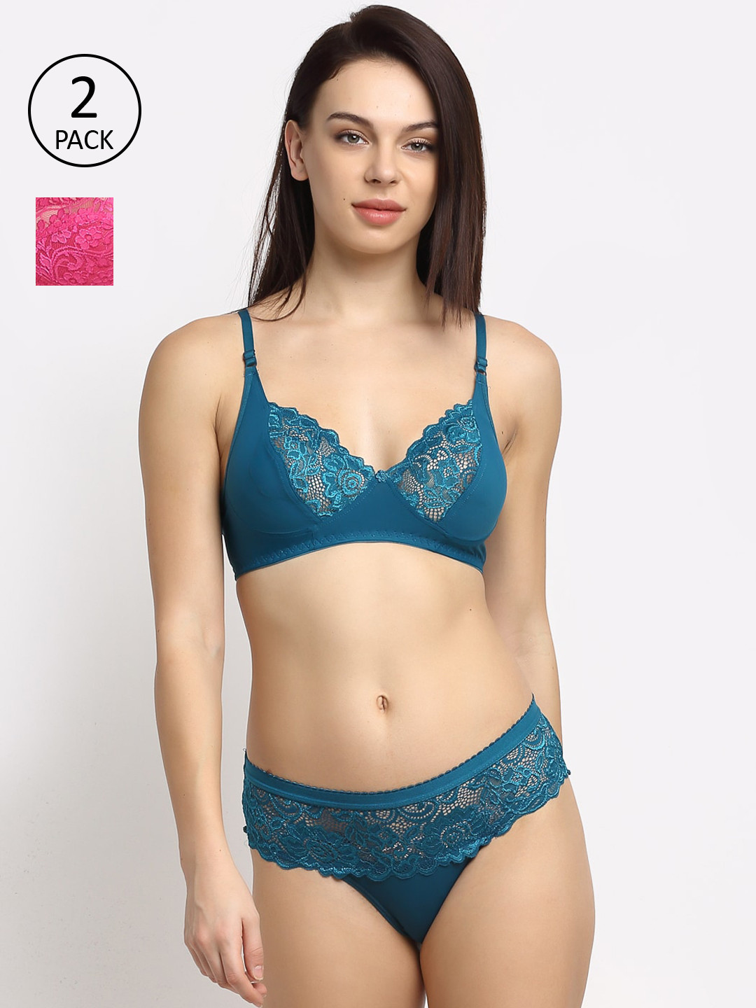 Friskers Women Pack Of 2 Self-Design Net Lingerie Sets O-305-36-O-310