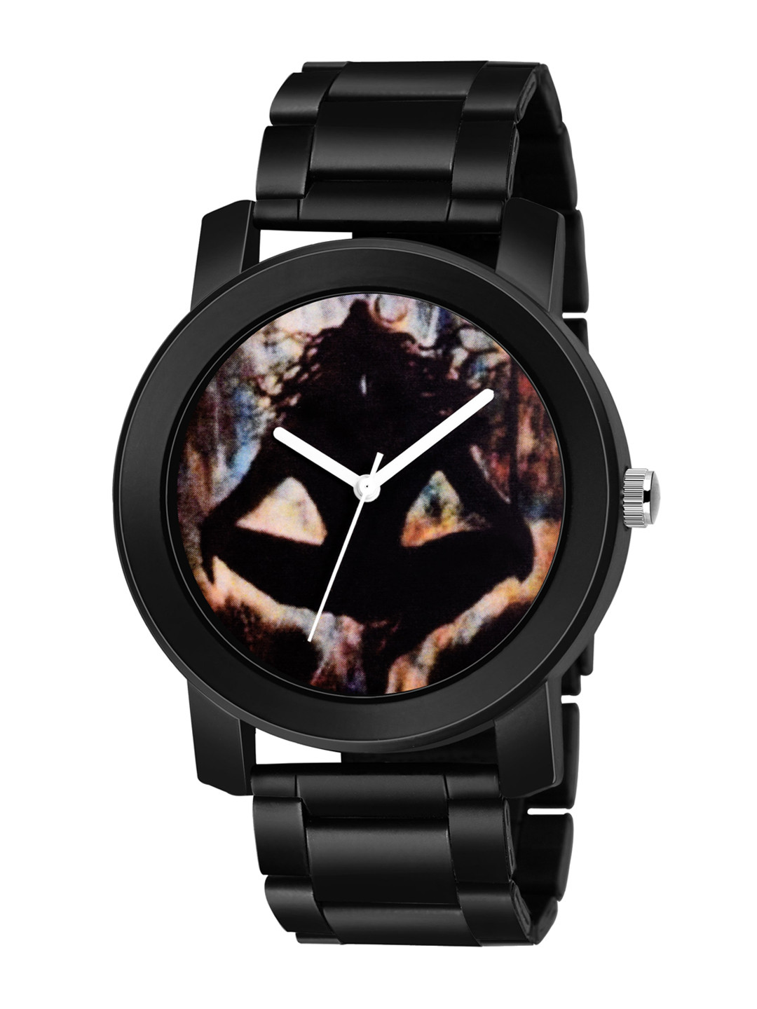 SWADESI STUFF Men Black Printed Dial Bracelet Style Straps Analogue Watch metal black 4b