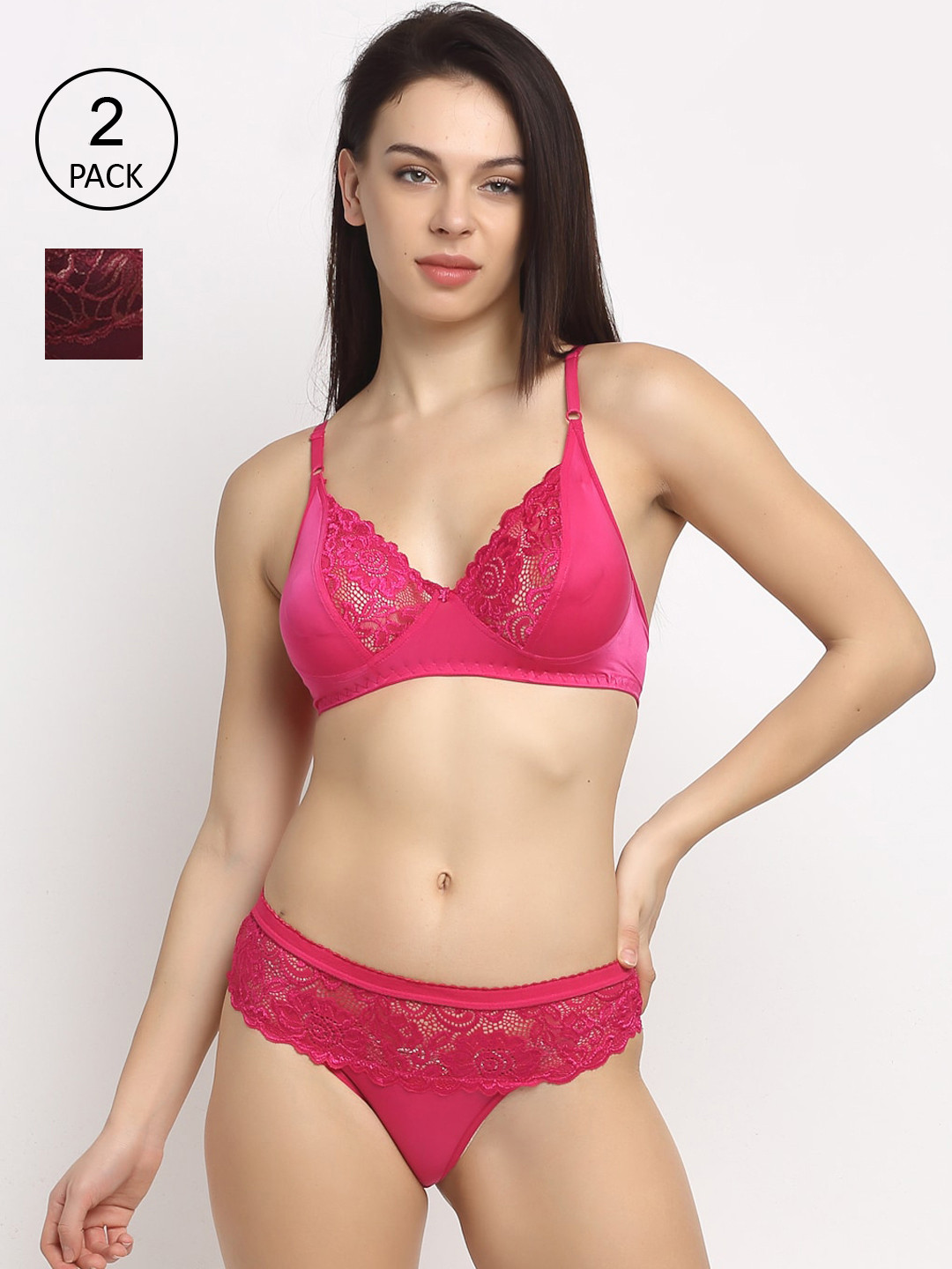 Friskers Women Pack Of 2 Self Design Lingerie Set O-305-07-O-308
