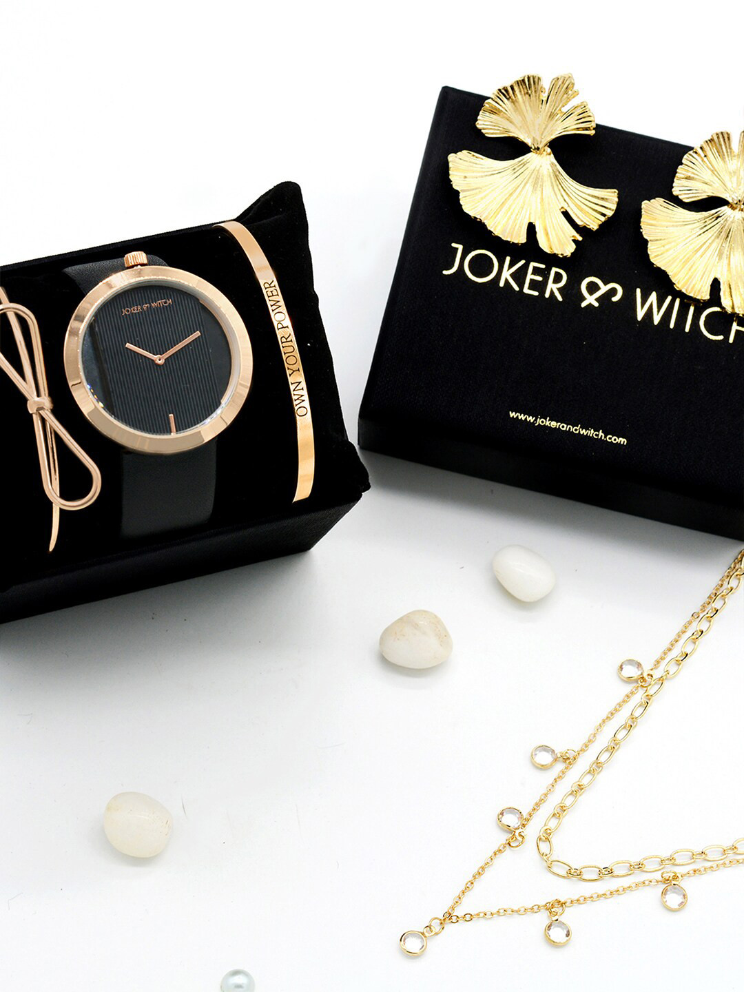 JOKER & WITCH Women Black Watch Gift Set