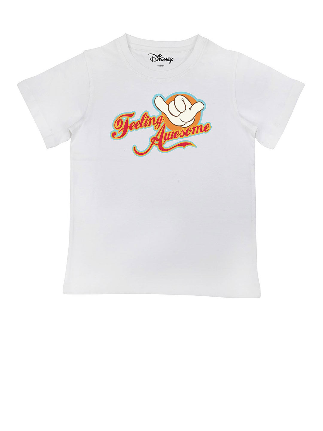 Disney by Wear Your Mind Boys White & Red Typography Mickey Mouse Printed T-shirt