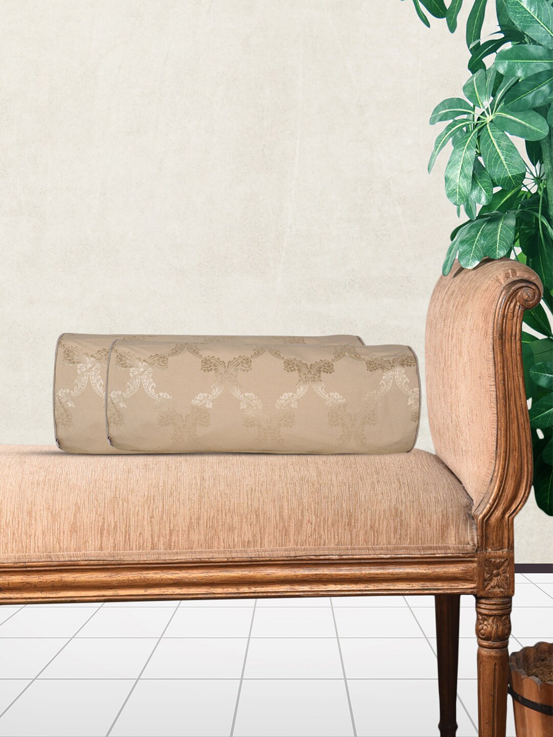 Home Ethnic Motifs Cotton Jacquard Breathable 2 Pcs Cylindrical Cushion Covers -10x24In