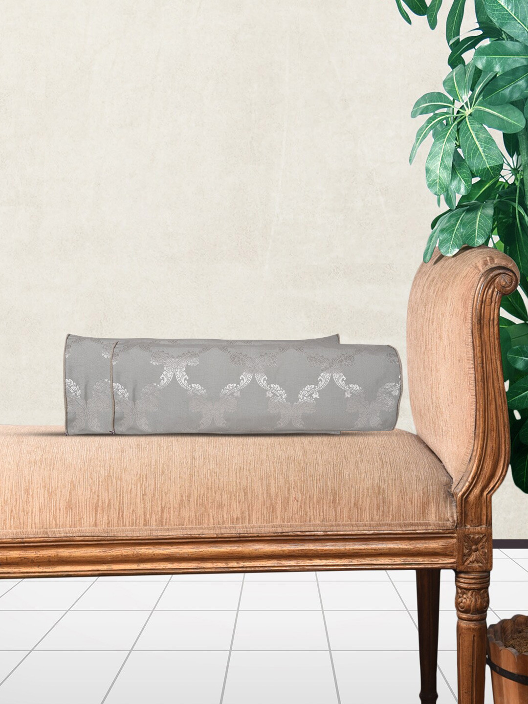 Home Grey & Silver-Toned Set of 2 Rectangle Cushion Covers