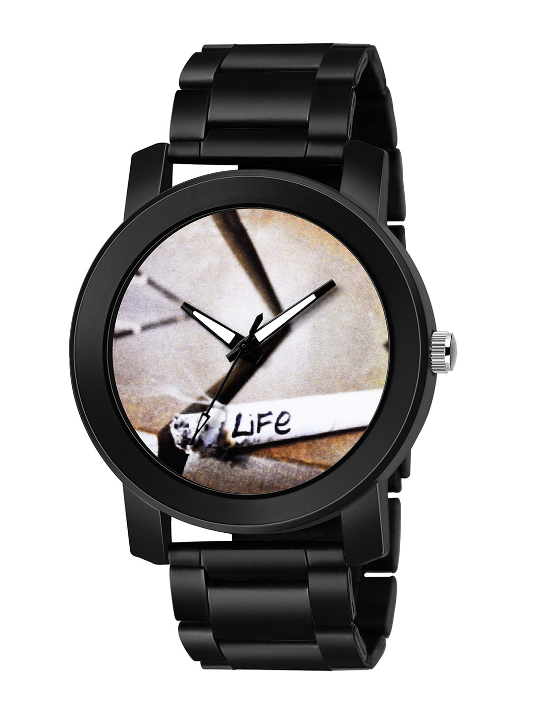 SWADESI STUFF Men Black Printed Dial Bracelet Style Analogue Watch metal black 17b