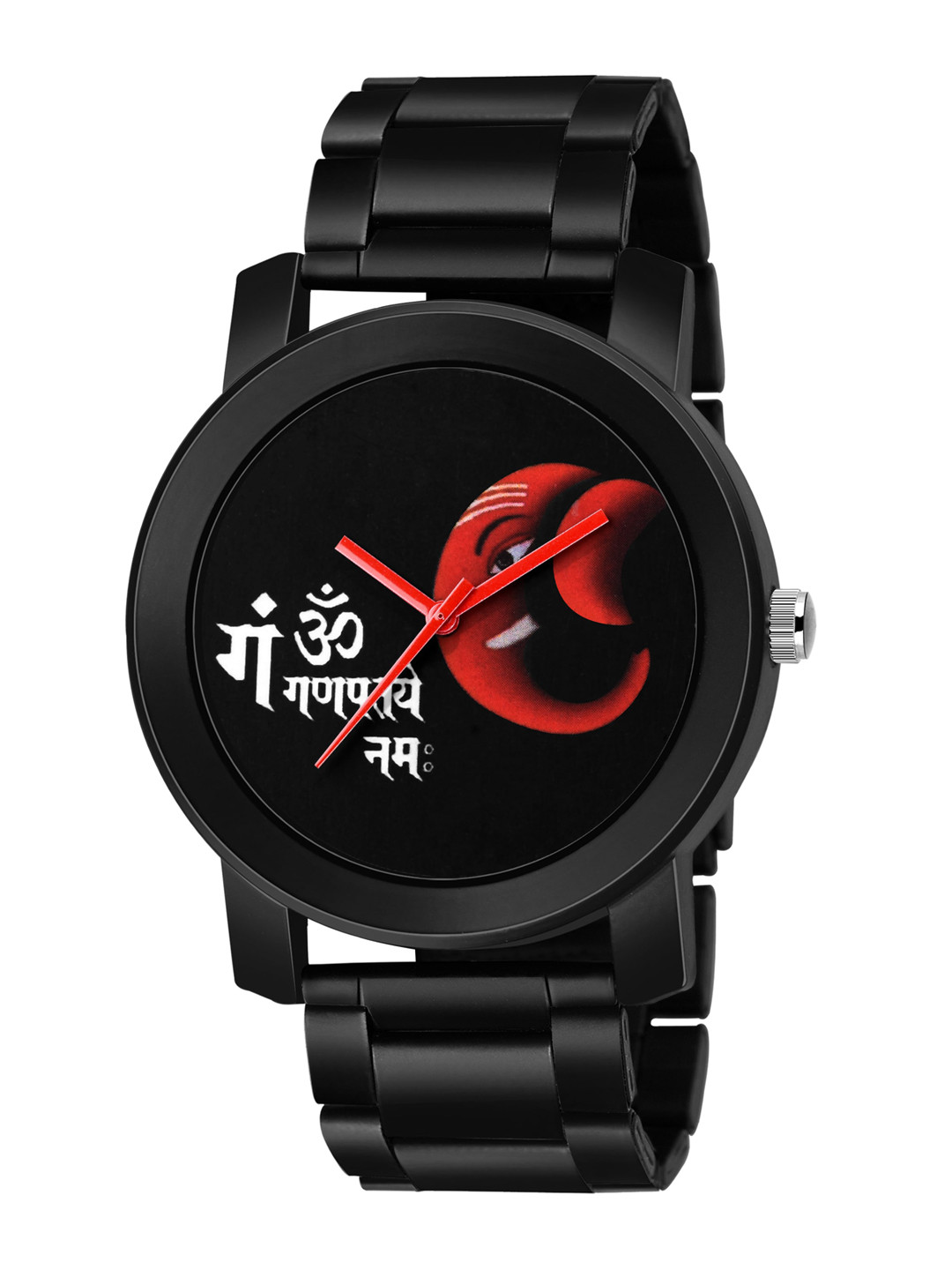 SWADESI STUFF Men Black Printed Dial & Black Bracelet Style Straps Analogue Watch