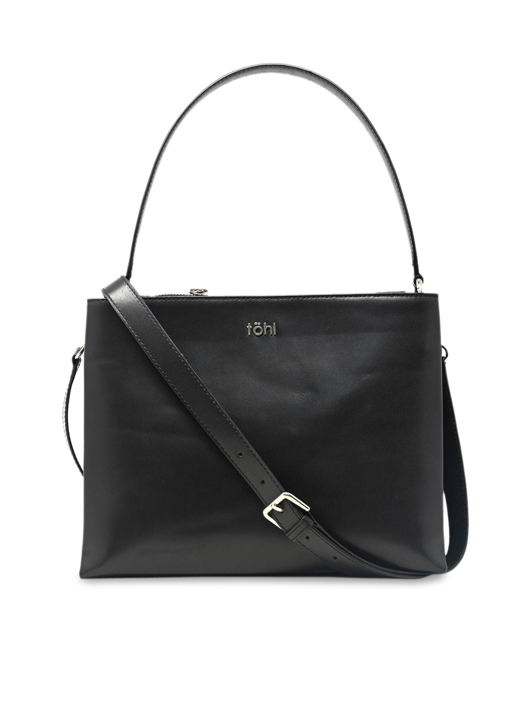 tohl Black Leather Structured Hobo Bag