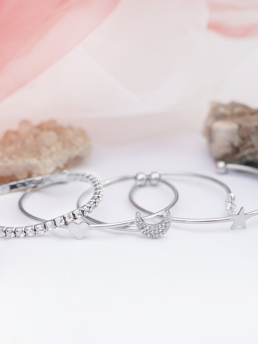 Joker & Witch Women Set of 4 Silver Silver-Plated Charm Bracelet