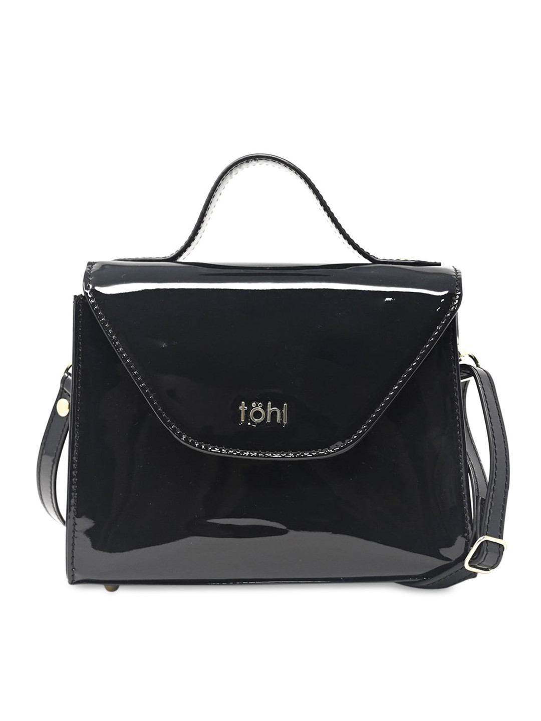 tohl Women Black Leather Shopper Sling Bag